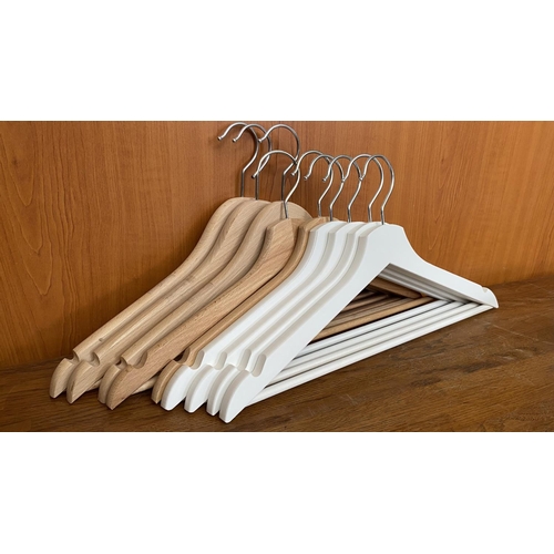 72A - 'Ikea Bagis' Colorful Children's Hangers and 9 Wooden Hangers