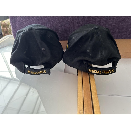 73 - Special Forces and Marines Black Baseball Caps (Unused)