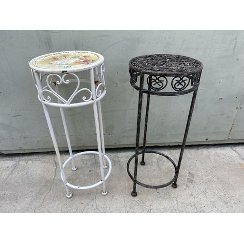 167 - x2 Small Vintage Metal Circular Side Tables