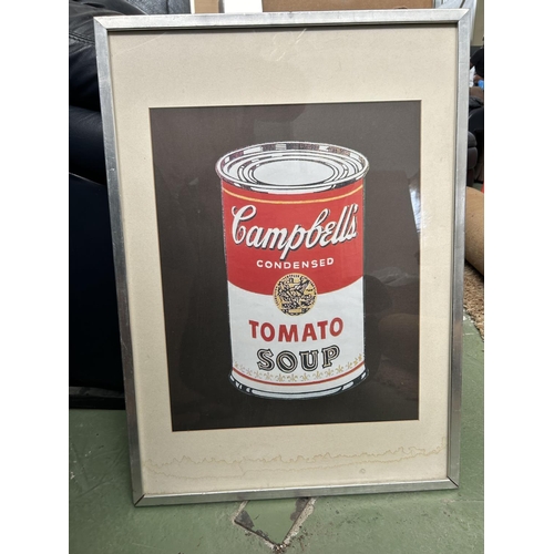 261 - Vintage Campbell's Tomato Soup Framed Print (A/F - Due to Ageing - 52 x 73cm)