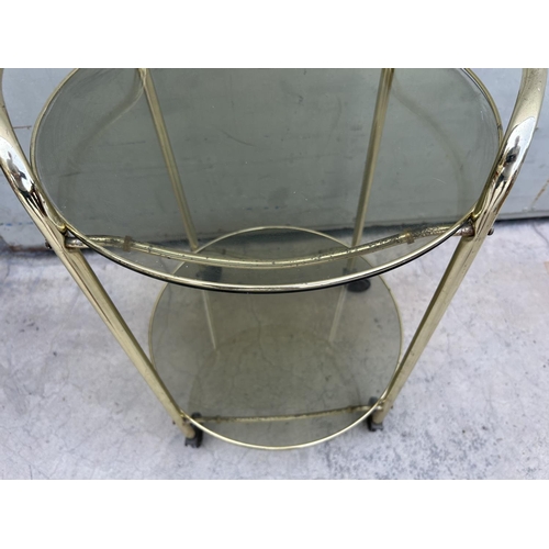 50 - Vintage Metal Glass Top 2-Tier Trolley (Little Rusty)