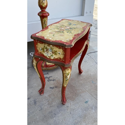 196 - Vintage 1950's Bedroom Furniture Painted in Red with Venetian Style Decorations To Include Free Stan... 