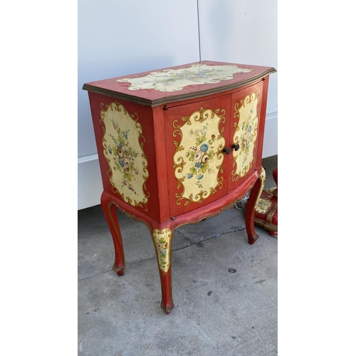 196 - Vintage 1950's Bedroom Furniture Painted in Red with Venetian Style Decorations To Include Free Stan... 