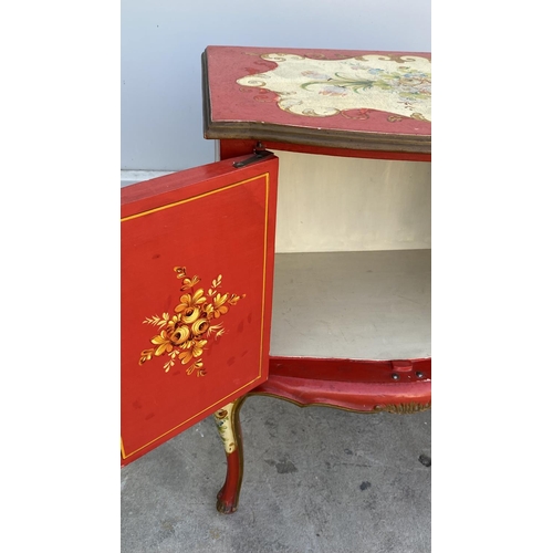 196 - Vintage 1950's Bedroom Furniture Painted in Red with Venetian Style Decorations To Include Free Stan... 