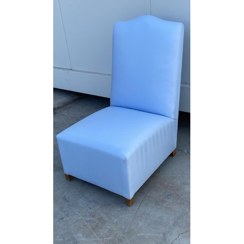 199 - Vintage Bedroom Chair with Baby Blue Color Protective Cover and Drawer Underneath