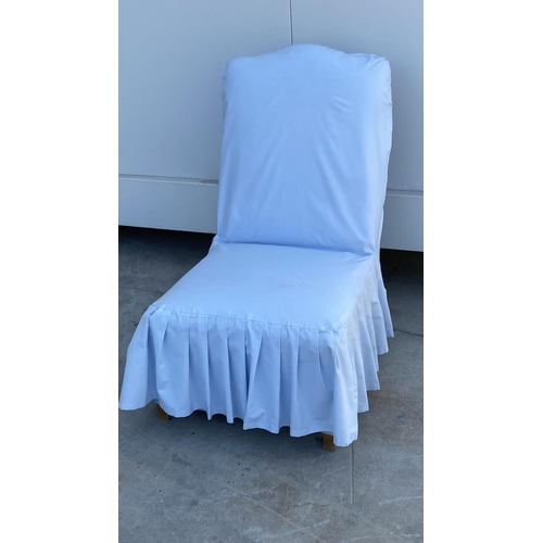 199 - Vintage Bedroom Chair with Baby Blue Color Protective Cover and Drawer Underneath