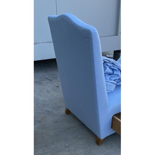 199 - Vintage Bedroom Chair with Baby Blue Color Protective Cover and Drawer Underneath