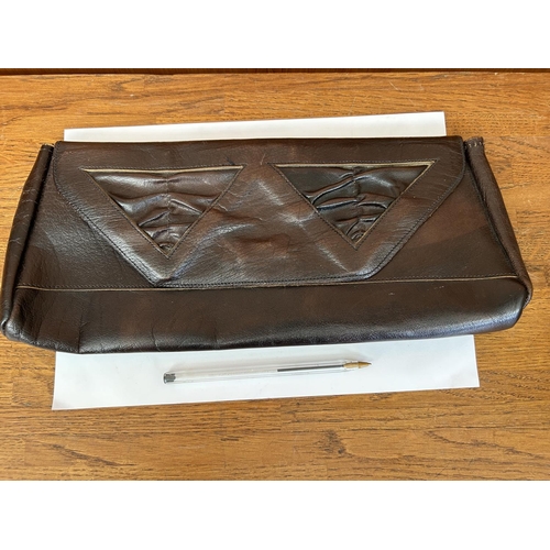 226 - Vintage Ladies Leather Clutch Bag Made in England