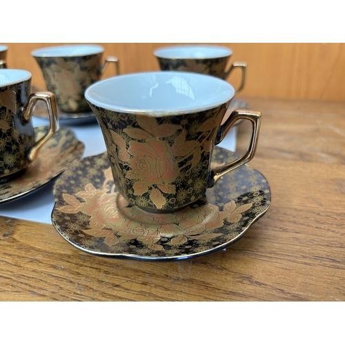 251 - Set of Vintage 'Peach' Chinese Coffee Cups and Saucers