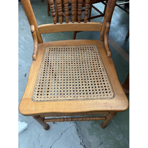 155 - South African Yellow Wood Hand Made Dining Table with Eight Handmade Lightweight Wicker Chairs (217 ... 