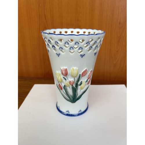 35 - Dutch Royal Twicket Delft Ware Hand Painted Blue and White Vase (18cm H.)