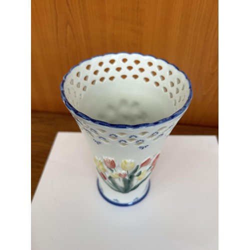 35 - Dutch Royal Twicket Delft Ware Hand Painted Blue and White Vase (18cm H.)