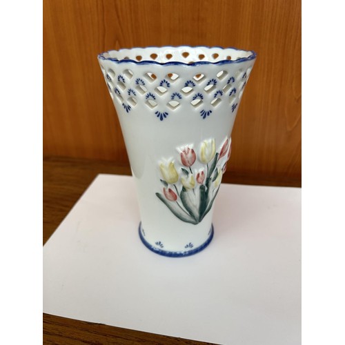 35 - Dutch Royal Twicket Delft Ware Hand Painted Blue and White Vase (18cm H.)