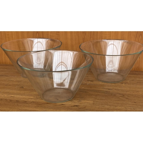 107 - x3 Clear Glass Cone Shaped Salad Bowls