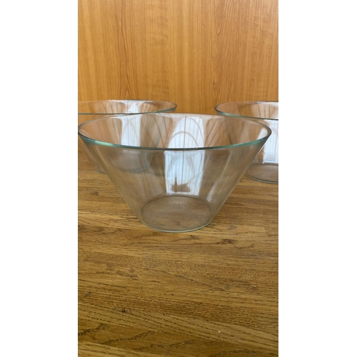 107 - x3 Clear Glass Cone Shaped Salad Bowls