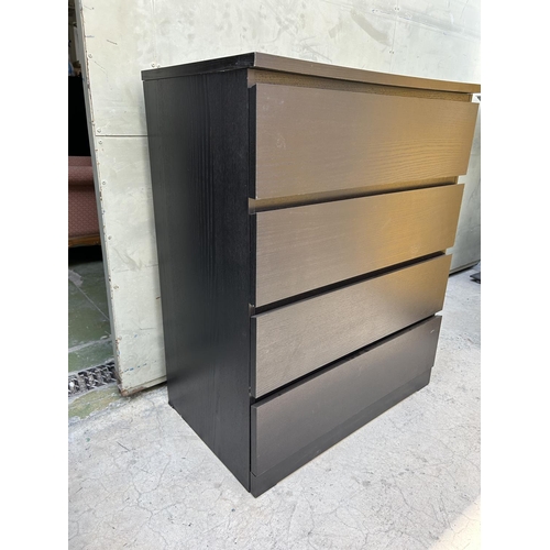 181 - Black Wooden Chest of 4 Drawers (80 W. x 48 D. x 100cm H.)