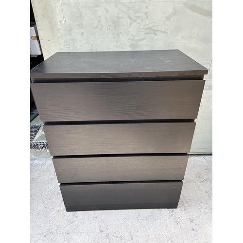 181 - Black Wooden Chest of 4 Drawers (80 W. x 48 D. x 100cm H.)