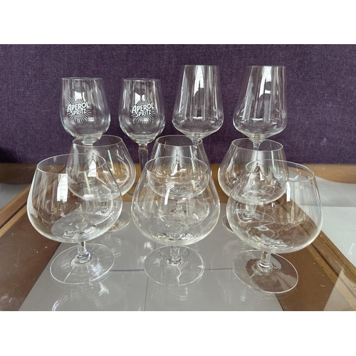 191 - Set of 6 Oversized Crystal Cognac Classes and x4 Other