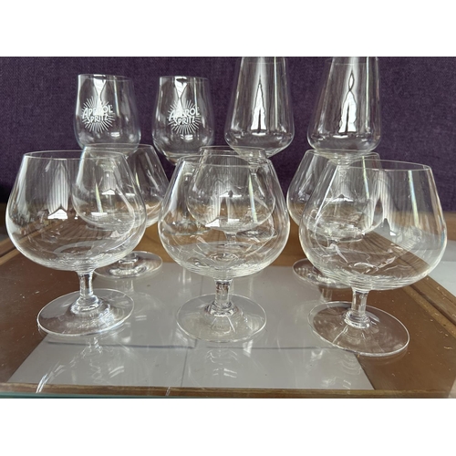 191 - Set of 6 Oversized Crystal Cognac Classes and x4 Other