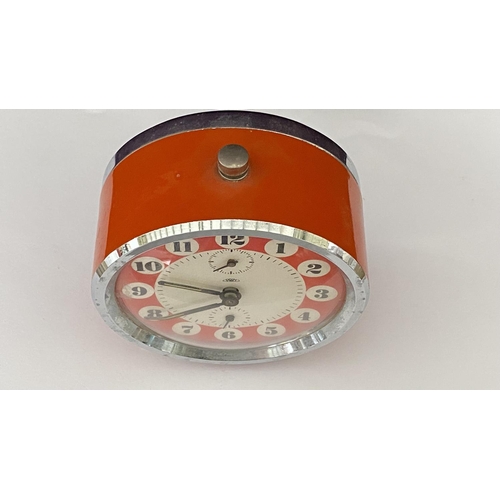 47 - Vintage 1970's Prim Red Alarm Desk Clock (Untested)