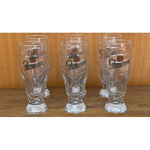 67 - Set of 6 Staropramen Heavy Beer Advertising Glasses (Unused)