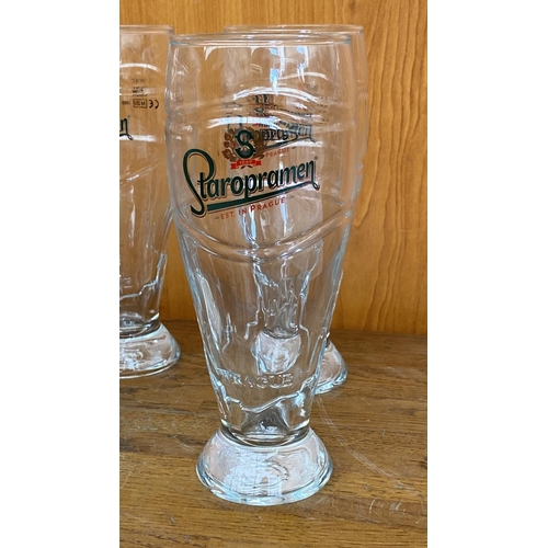 67 - Set of 6 Staropramen Heavy Beer Advertising Glasses (Unused)