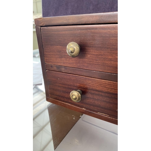 98 - Antique 19th Century Mahogany Compact Dressing Table Organizer with Brass Handles (43 W. x 15 D. x 1... 