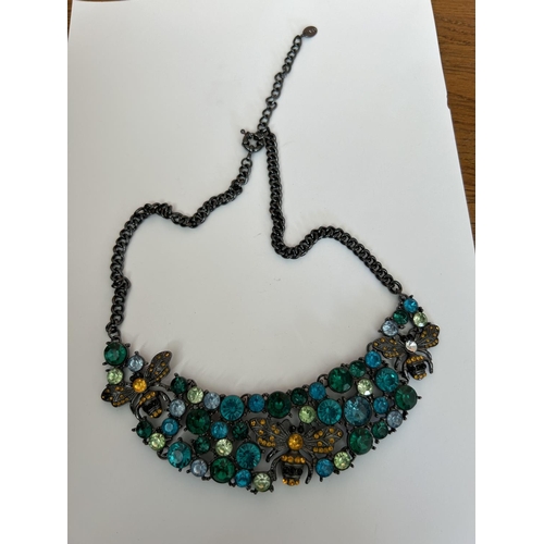 128 - Zara Multi Color Jewel Statement Necklace