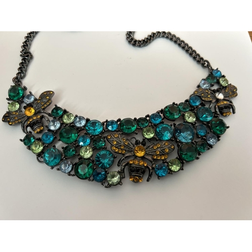 128 - Zara Multi Color Jewel Statement Necklace