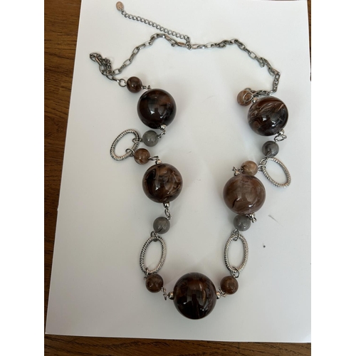 129 - Next Brown Women Beaded Statement Necklace