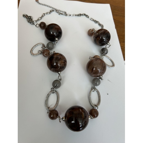 129 - Next Brown Women Beaded Statement Necklace