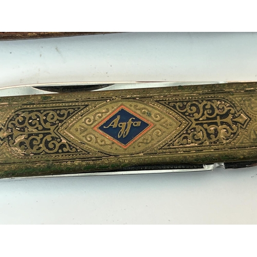 230 - Vintage Agfa Collectible Pocket Knife with Carvings