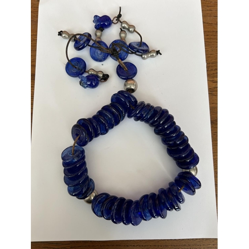 252 - Big Blue Glass Heavy Rosary