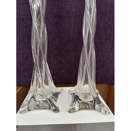 11 - x2 Kosta Boda Tall Twisted Art Clear Crystal Vases (70/58cm H.)