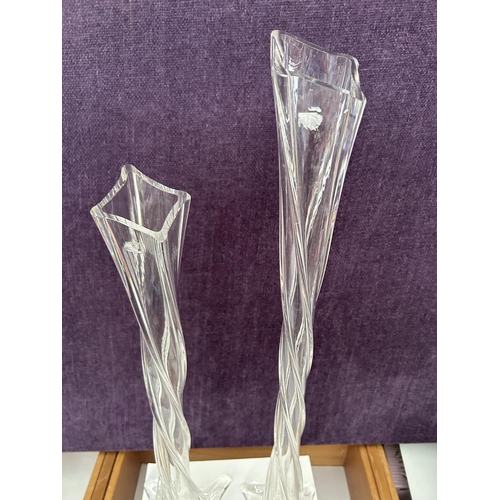 11 - x2 Kosta Boda Tall Twisted Art Clear Crystal Vases (70/58cm H.)