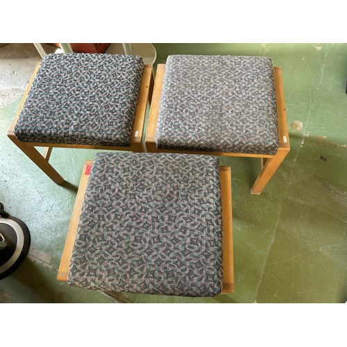 229 - x3 Vintage Upholstered Wooden Stools