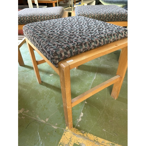 229 - x3 Vintage Upholstered Wooden Stools