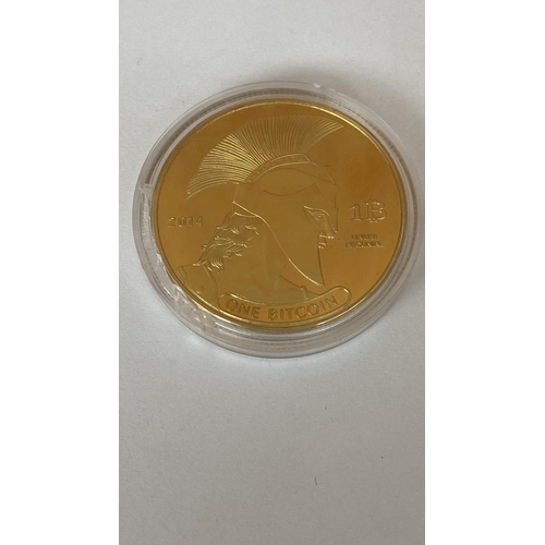 547 - Gold Plated Titan Bitcoin in Capsule