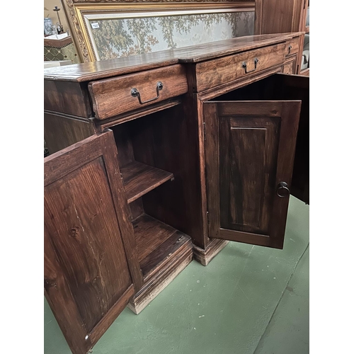 193 - Rustic 4-Door Sideboard with 3 Top Drawers in Solid Teak Wood (150 W. x 44 D. x 89cm H.)