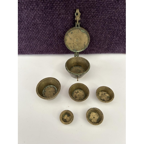 556 - Antique Apothecary Brass Scale Nesting Cups-Weights