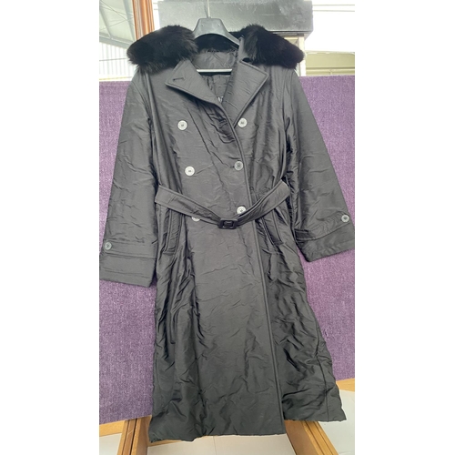 574 - Weill France Trench Coat with Removable Faux fur Collar Size UK 14