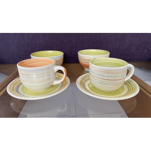 114 - Nava Jumbo Stoneware Coffee Cups and Saucers and 2 Cereal Bowls - Breakfast Set for 2 (Unused)