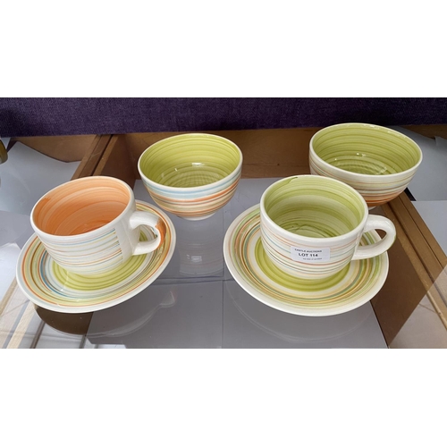 114 - Nava Jumbo Stoneware Coffee Cups and Saucers and 2 Cereal Bowls - Breakfast Set for 2 (Unused)