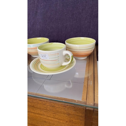 114 - Nava Jumbo Stoneware Coffee Cups and Saucers and 2 Cereal Bowls - Breakfast Set for 2 (Unused)