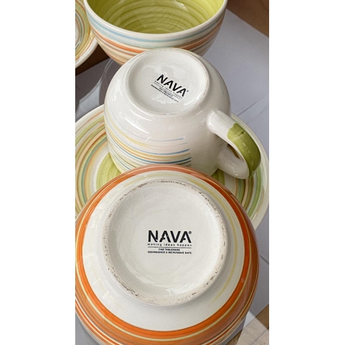 114 - Nava Jumbo Stoneware Coffee Cups and Saucers and 2 Cereal Bowls - Breakfast Set for 2 (Unused)