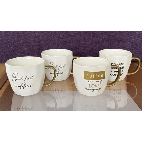 115 - x4 Polygon White/Gold Matt Mugs from Lifestyle (Unused)