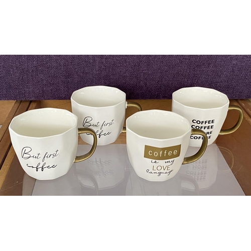 115 - x4 Polygon White/Gold Matt Mugs from Lifestyle (Unused)