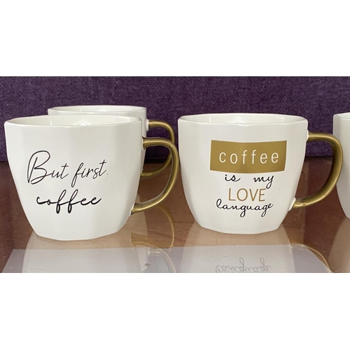 115 - x4 Polygon White/Gold Matt Mugs from Lifestyle (Unused)