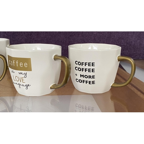 115 - x4 Polygon White/Gold Matt Mugs from Lifestyle (Unused)