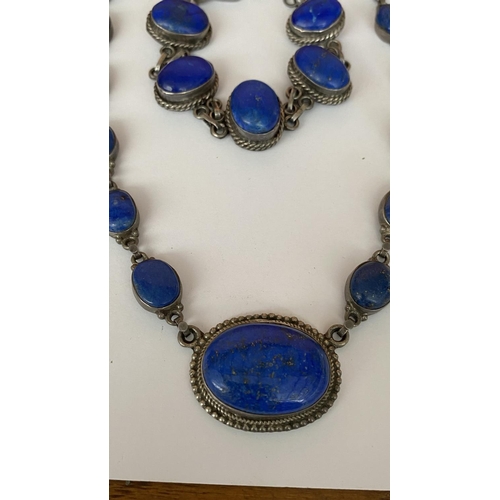 127 - Set of Vintage Solid Silver 925 Lapis Lazuli Necklace and Bracelet